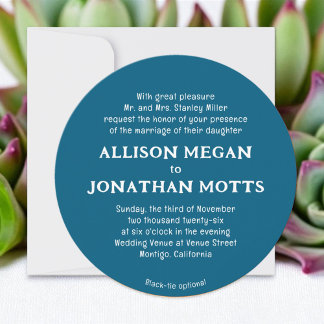 Teal Colourful Contemporary Wedding Invitation