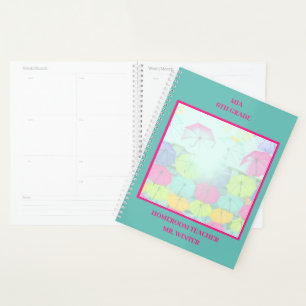 Teal Colourful Umbrellas School Classroom Planner