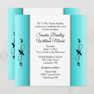 Teal Columns Reception Area Wedding Invitation