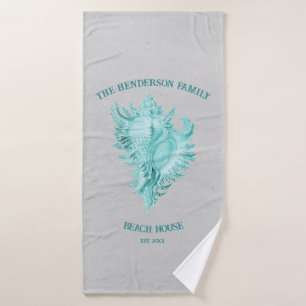 Teal Conch Shell Bath Towel Set