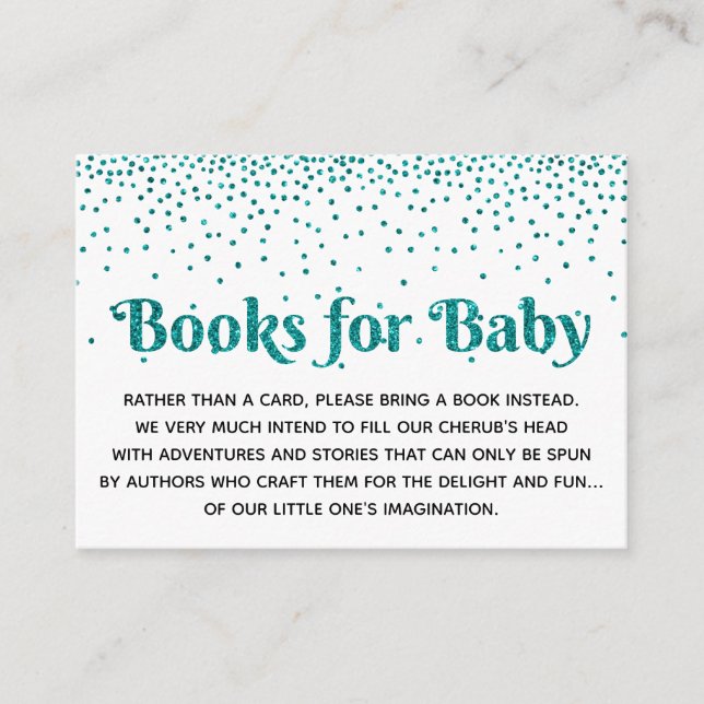 Teal Confetti Book Request Insert Cards (Front)