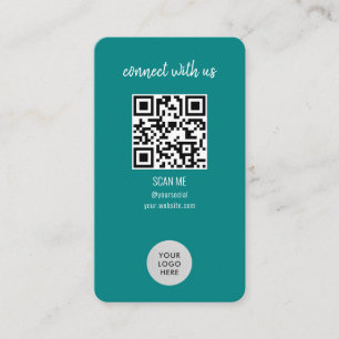Teal Connect With Us QR Code Business Card