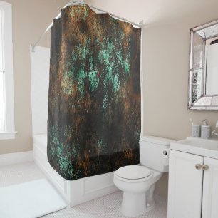 Teal Cooper Patina Metallic Shower Curtain