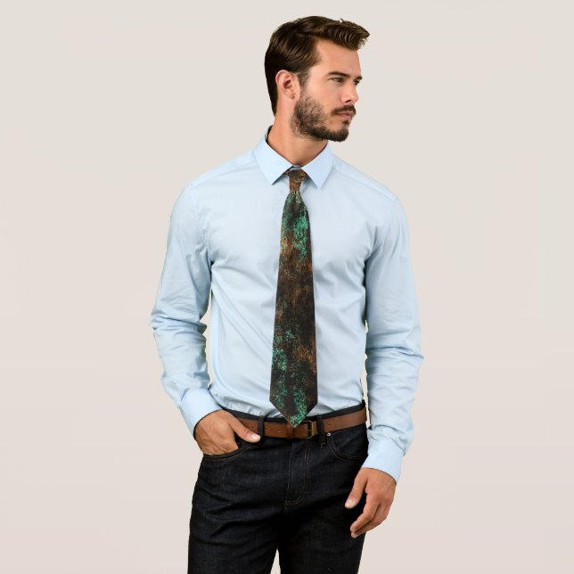 Teal Cooper Patina Metallic Tie (In Situ)