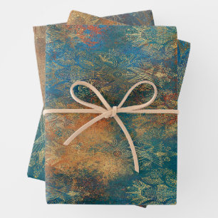 Teal Cooper Patina  Wrapping Paper Sheet