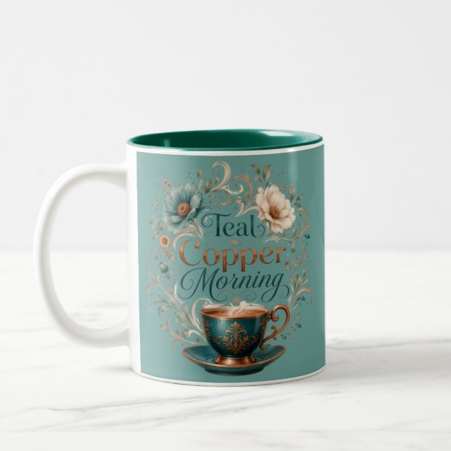 Teal Copper Morning Accent Mug (Left)
