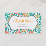 Teal Coral and Orange Retro Floral Damask Business Card<br><div class="desc">Affordable custom printed professional business cards personalised with your name and business contact info. Use the design tools to edit the text fonts and colours, add your logo or photos to design your own unique business card. Double-sided printing is included on all cards. Select from all of our size and...</div>