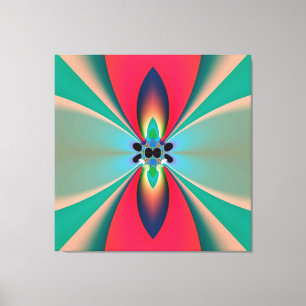 Teal Coral Mirror Symmetry Abstract Art Canvas Print