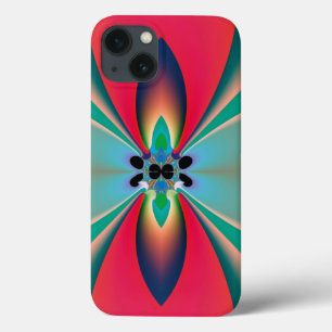 Teal Coral Mirror Symmetry Abstract Art iPhone 13 Case