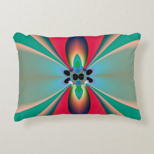 Teal Coral Mirror Symmetry Abstract Art Decorative Cushion