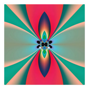 Teal Coral Mirror Symmetry Abstract Art Photo Print