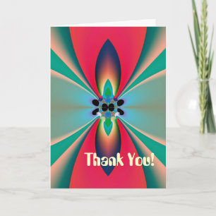 Teal Coral Mirror Symmetry Abstract Art Thank You Card