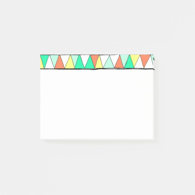 Teal Coral Yellow Zigzag Triangle Post-It Notes (Front)