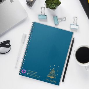 Teal Corporate Christmas Tree & Company Branding Notebook