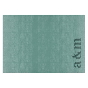 Teal Couple Initials Monogram Minimalist Cutting Board