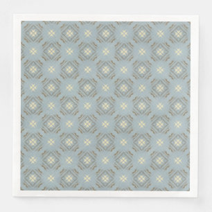 Teal, Cream, & Brown Diamonds Chequerboard Pattern Napkin
