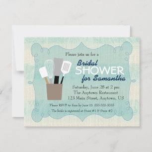 Teal & Cream Burlap Bridal Shower Invitation