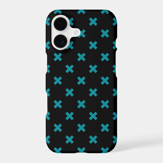 Teal cross stitches on black (Back)
