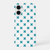 Teal cross stitches on white