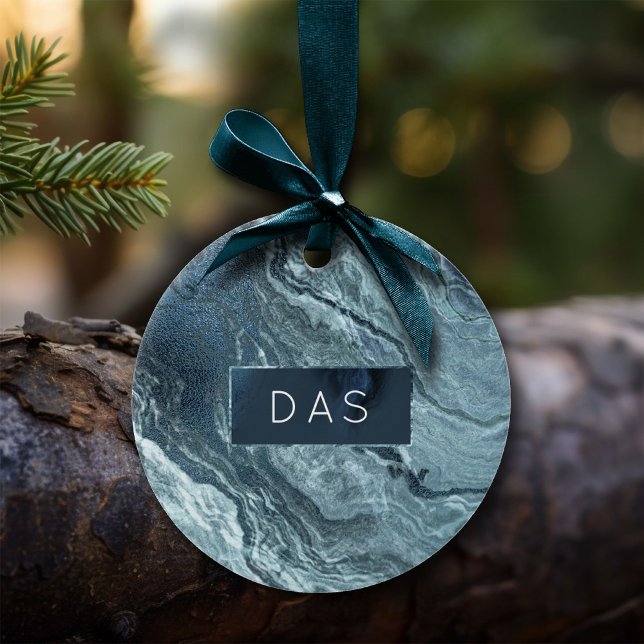 Teal Crystal Agate | Dark Moody Marbled Stone Ceramic Tree Decoration (Creator Uploaded)