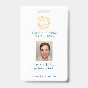 Teal Custom Employee Photo Company Logo QR Code ID Badge