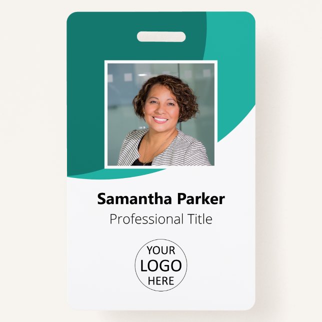 Teal Custom Employee - Photo, Logo, Barcode, Name ID Badge (Creator Uploaded)