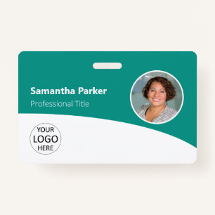 Teal Custom Employee - Photo, Logo, Barcode, Name ID Badge