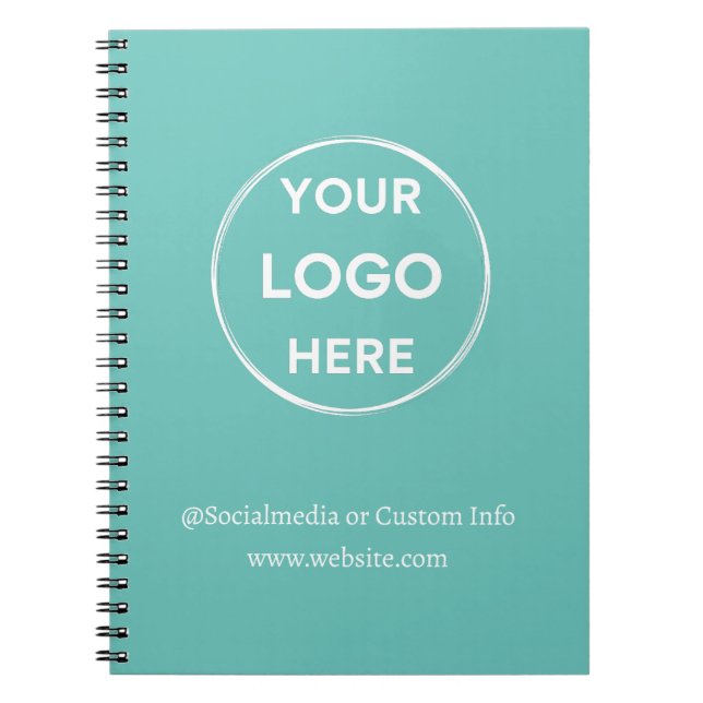 Teal Custom Logo Modern Minimalist Business Staff Notebook (Front)