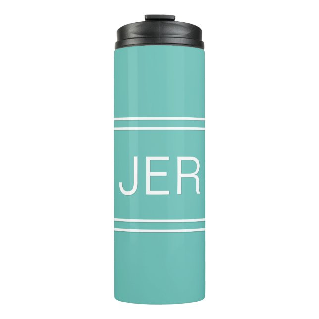 Teal Custom Monogram Travel  Thermal Tumbler (Front)