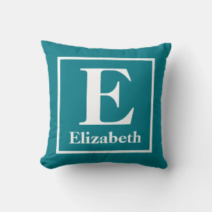 Teal Custom Monogram with Personalised Name  Cushion
