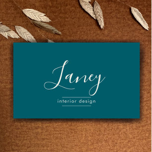 Teal Custom QR Code Interior Design Professional Business Card