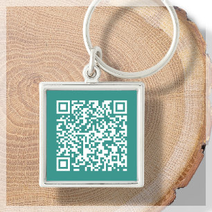 Teal Custom QR Code Scannable Keychain