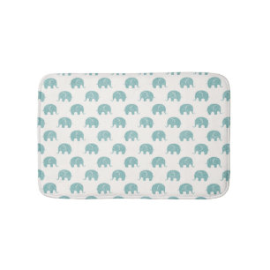 Teal Cute Elephant Pattern Bath Mat