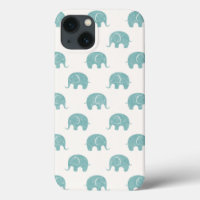Teal Cute Elephant Pattern
