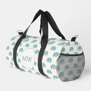 Teal Cute Elephant Pattern Duffle Bag