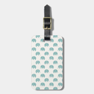 Teal Cute Elephant Pattern Luggage Tag