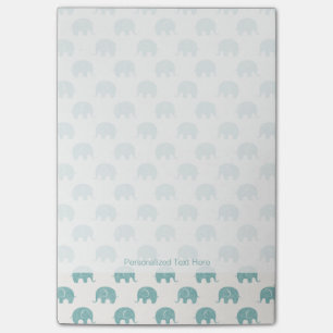 Teal Cute Elephant Pattern Post-it Notes