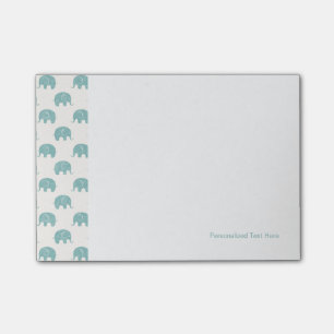 Teal Cute Elephant Pattern Post-it Notes