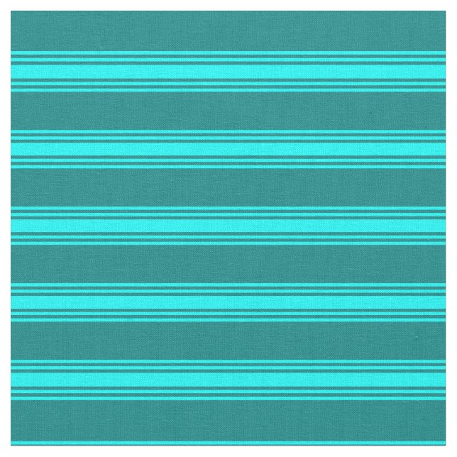 Teal & Cyan Coloured Lines Pattern Fabric (Close Up)