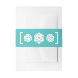 Teal D20 Dice Gamer Wedding Belly Bands Invitation Belly Band