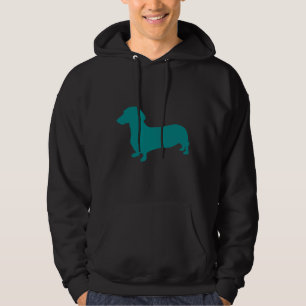 Teal Dachshund Silhouette Hoodie