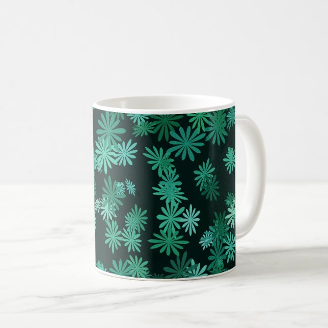 Teal Daisies Coffee Mug (Front Right)