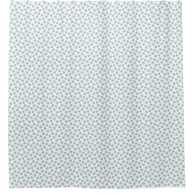 Teal Daisies Outline Shower Curtain (Front)