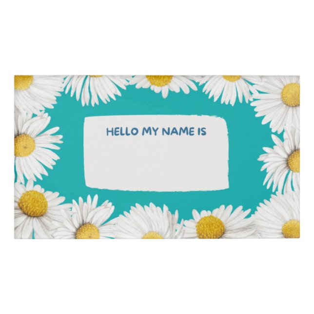 Teal Daisy Name Tag (Front)