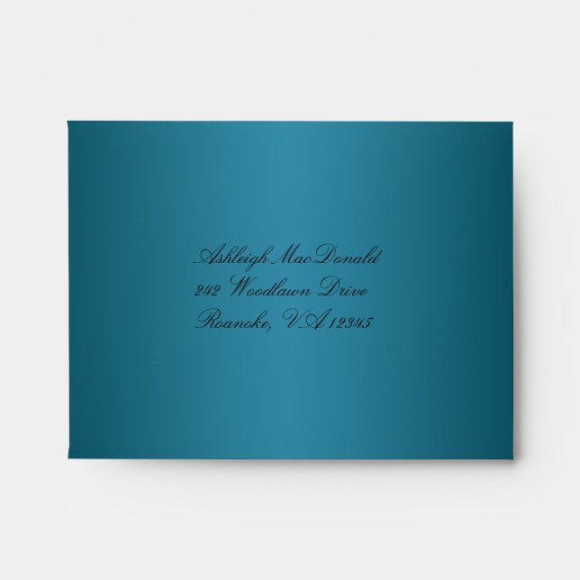 Teal Damask A2 Envelope for Reply Card (Front)