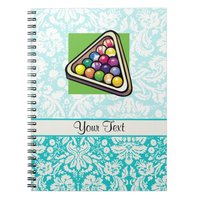 Teal Damask Billiards Notebook (Front)