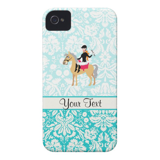 Teal Damask Equestrian Case-Mate iPhone Case (Back)