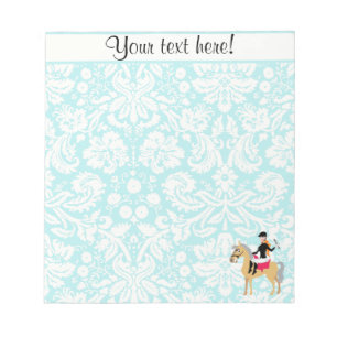 Teal Damask Equestrian Notepad