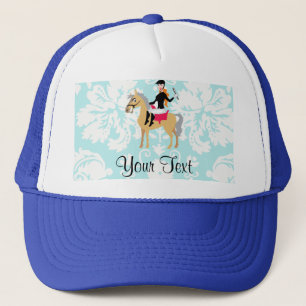 Teal Damask Equestrian Trucker Hat