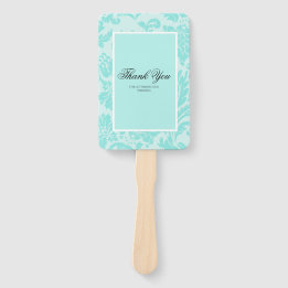 Teal damask hand fan